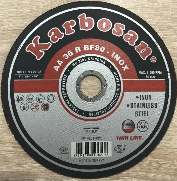 KARBOSAN 180*1.9*22.23 İnox Kesme Taşı (5 ADET) ürün görseli 1