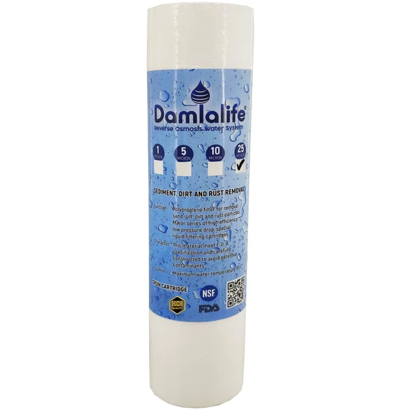 Damlalife 10'' Su Arıtma Spun 25 Micron Sediment Filtre ürün görseli 1