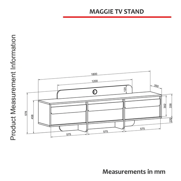 Maggie Tv Stand Antrasit - Atlantik Çam - Resim 8