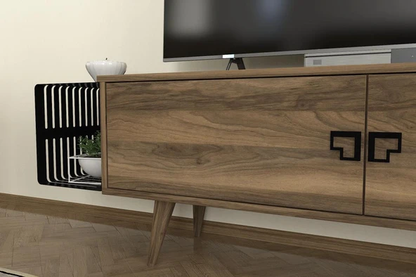 Oltre Tv Ünitesi Ceviz - Siyah - Resim 5
