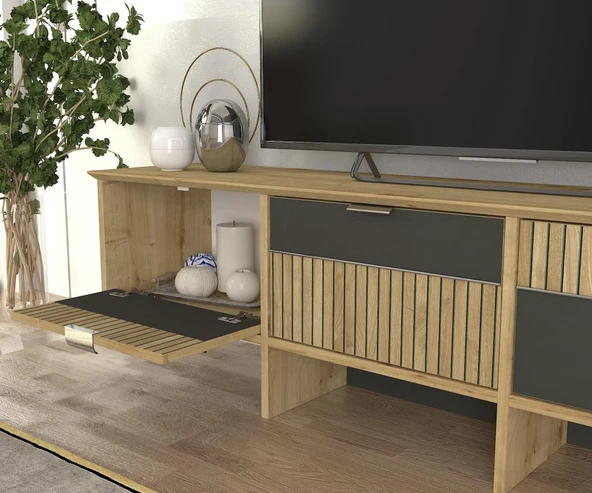 Poleth Tv Stand Safir - Antrasit - Bona - Resim 3