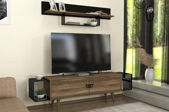 Oltre Tv Ünitesi Ceviz - Siyah - Resim 3