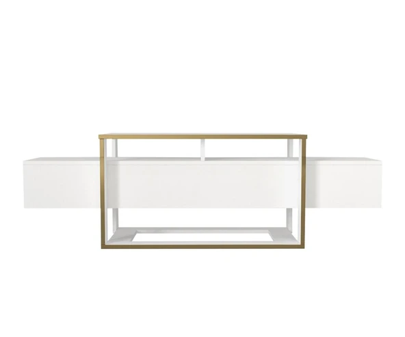 Bianco Tv Sehpası Beyaz - Gold - Resim 7