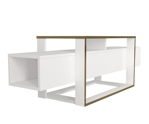 Bianco Tv Sehpası Beyaz - Gold - Resim 6