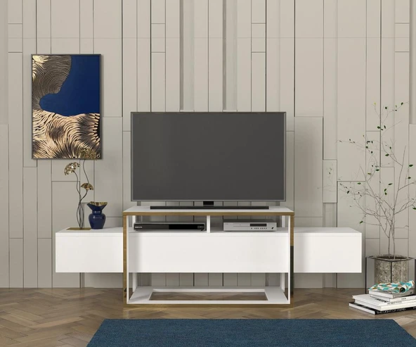 Bianco Tv Sehpası Beyaz - Gold ürün görseli 1