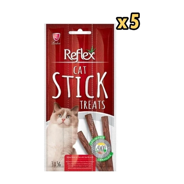 Reflex Biftekli Kuzulu Kedi Ödül Çubuğu 5 gr x 3 x 5 Adet ürün görseli 1