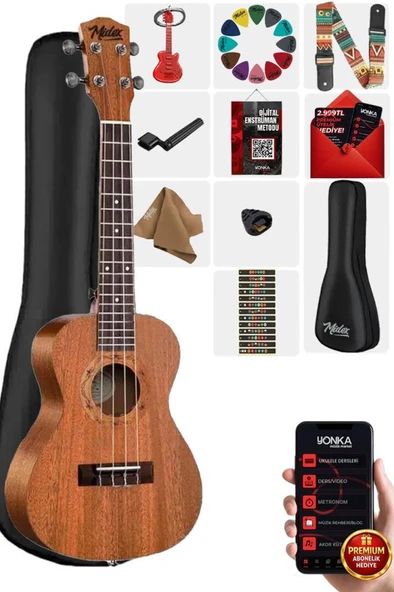 Midex TN-26M Set Maun Tenör Ukulele (Metod Nota Sticker Askı Pena) ürün görseli 1