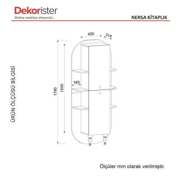 Nersa Kitaplık Ceviz-Mermer - Resim 8