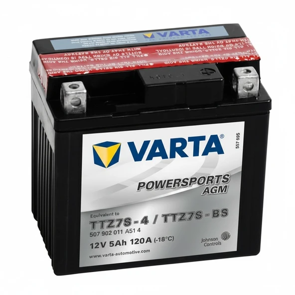 Varta Powersports AGM TTZ7S-BS 12 V 5 Ah Motosiklet Aküsü ürün görseli 1
