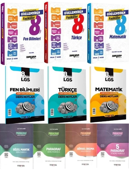 Ankara LGS Türkçe Matematik Fen Bilimleri Fasikülleri + Marka LGS Ders Notları + LGS Paragraf Seti ürün görseli 1