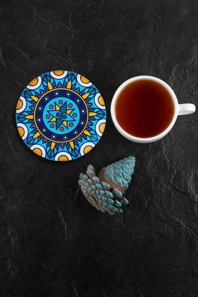 Valerine Life Kutsal Geometri Mandala Desenli Yıkanabilir Kaydırmaz Ofis Çay ve Fincan Bardak Altlığı 10x10cm 6 Adet ürün görseli 1