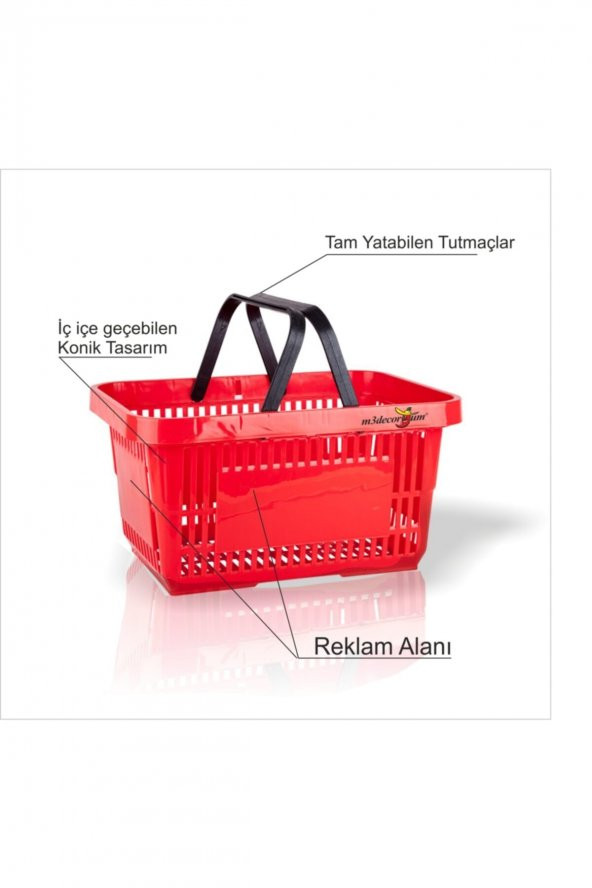 Bakkal Market Mağaza Pazar Alışveriş Saplı Plastik Çantası Sepeti ürün görseli 1