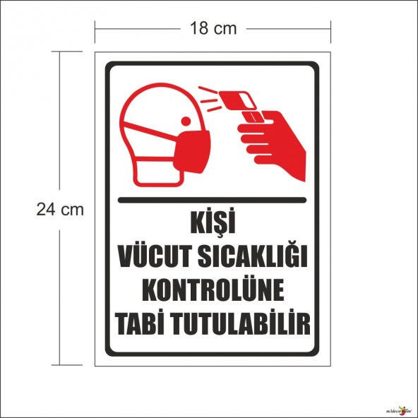 Vücut Sıcaklığı Termometre Kontrol Noktası Uyarı İkaz Levhası ürün görseli 1