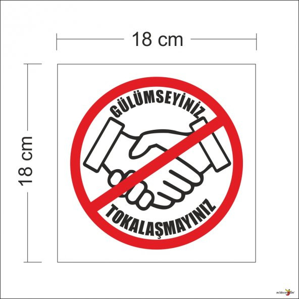 Gülümseyiniz Tokalaşmayınız Sosyal Mesafe İkaz Levhası Panosu ürün görseli 1