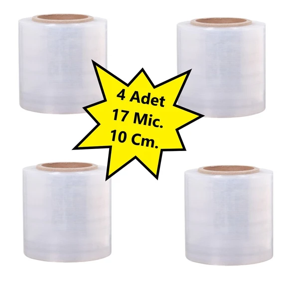 Palet Dilimli Streç 10 CM 17 Mic.  400Gr / 300mt. Şeffaf 4 Adet ürün görseli 1