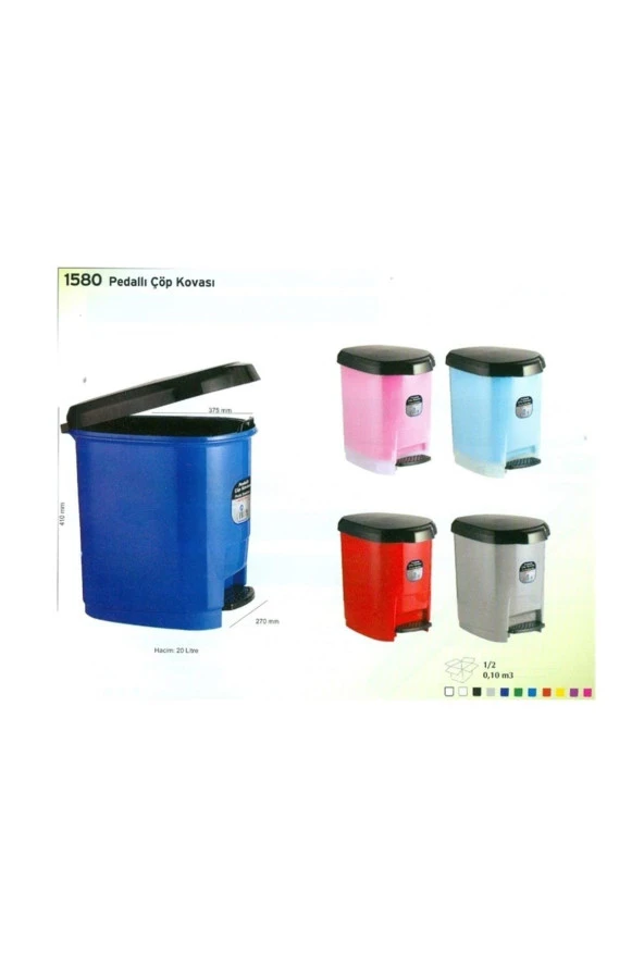 Ark Çöp Kovası Plastik Kapaklı Pedallı 20 LT 1580 ürün görseli 1