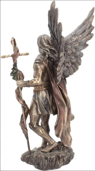 Aziz Gabriel Bronz Melek Heykel Biblo Dekor - Resim 4