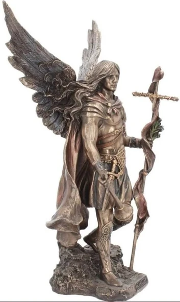 Aziz Gabriel Bronz Melek Heykel Biblo Dekor - Resim 2