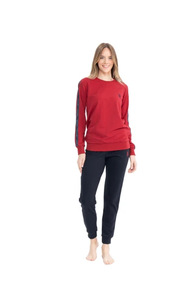 U.S. Polo Assn. 17075 Kadın Bordo Ev Giyim Pijama Takım ürün görseli 1