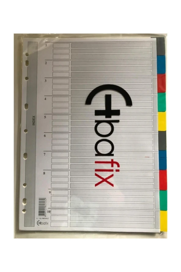 Bafix Seperatör 10 Renkli Plastik A4 ürün görseli 1