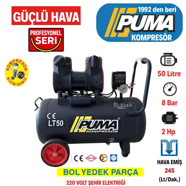 PUMA 50 LT YÜKSEK VERİMLİ KOMPRESÖR (YAĞSIZ) 2 HP ürün görseli 1