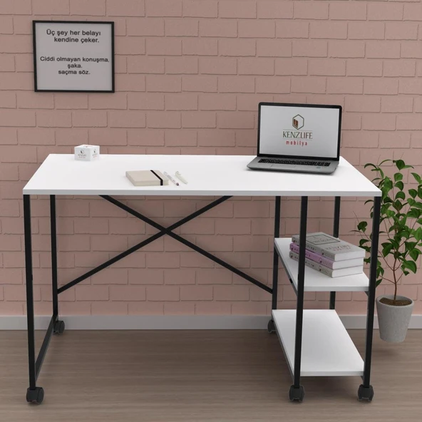 Kenzlife ofis masası miyako 075*110*60 byzsyh tekerlekli bilgisayar çalışma büro ürün görseli 1