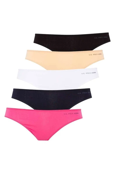 U.S. Polo Assn. Kadın 5'li Brazilian Slip (Lacivert-Fuşya-Ten-Beyaz-Siyah) ürün görseli 1