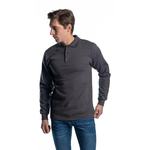 Şensel, Sweatshirt, Koyu Gri, Polo Yaka -107E5432- Pamuklu ürün görseli 1