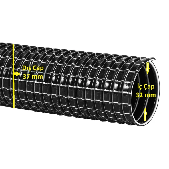 srfn ticaret (1.7 Metre) 32 mm Çaplı Ev-Ofis-Endüstriyel ve Ticari Süpürgeler Için Çelik Telli Hortum-Siyah ürün görseli 1