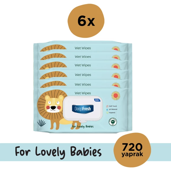 DeepFresh Islak Mendil Lovely Babies Aslan 6 x 120 Yaprak ürün görseli 1