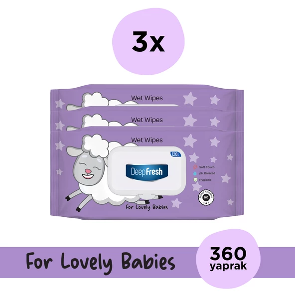 DeepFresh Islak Mendil Lovely Babies Kuzu 3 x 120 Yaprak ürün görseli 1