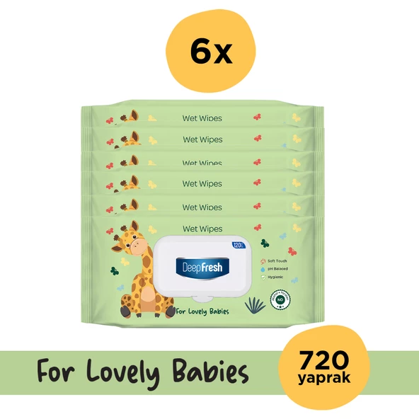 DeepFresh Islak Mendil Lovely Babies Zürafa 6 x 120 Yaprak ürün görseli 1