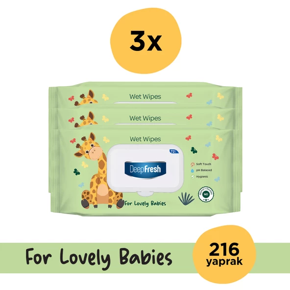 DeepFresh Islak Mendil Lovely Babies Zürafa 3 x 72 Yaprak ürün görseli 1