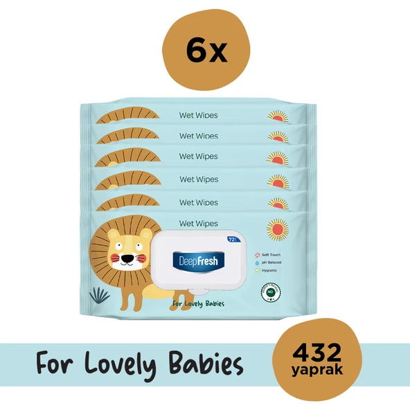 DeepFresh Islak Mendil Lovely Babies Aslan 6 x 72 Yaprak ürün görseli 1