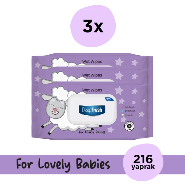 DeepFresh Islak Mendil Lovely Babies Kuzu 3 x 72 Yaprak ürün görseli 1
