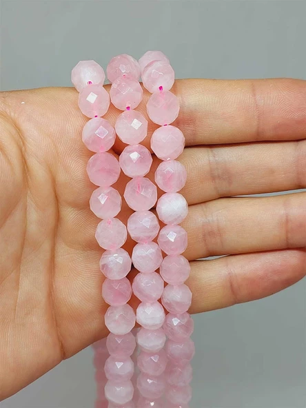Pembe Kuvars Taşı Royal Quality Faset Kesim Dizi 10mm (52892) ürün görseli 1