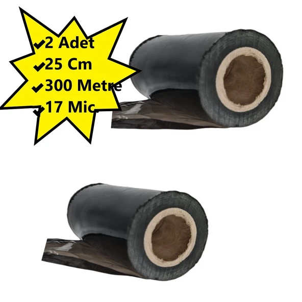 Palet Siyah Dilimli Streç 25 CM 17 Mic.  1000Gr / 300mt. Siyah 2 Adet ürün görseli 1