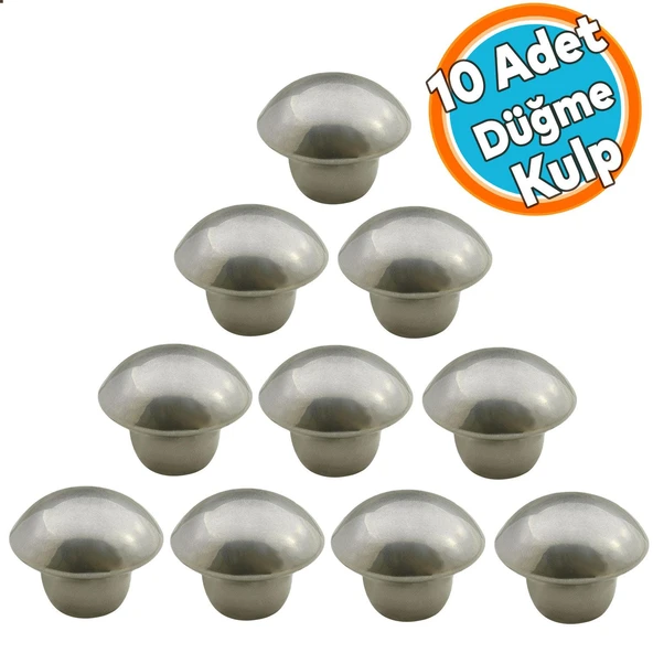 10 Adet Düğme Kulp Çekmece Dolap Kapak Kolu Kulpu Kulbu Krom Metal Kulp ürün görseli 1