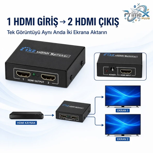 PrimeX PX-5002 1080P 2K 4K UHD 2 Port HDMI Spliter (Adaptörlü) 3