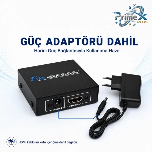 PrimeX PX-5002 1080P 2K 4K UHD 2 Port HDMI Spliter (Adaptörlü) 7