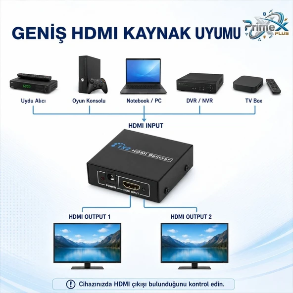 PrimeX PX-5002 1080P 2K 4K UHD 2 Port HDMI Spliter (Adaptörlü) 6