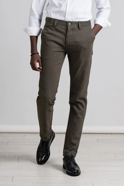 Perpant Kanvas Kışlık Kumaş Pamuklu Likralı Slimfit Pantolon ürün görseli 1