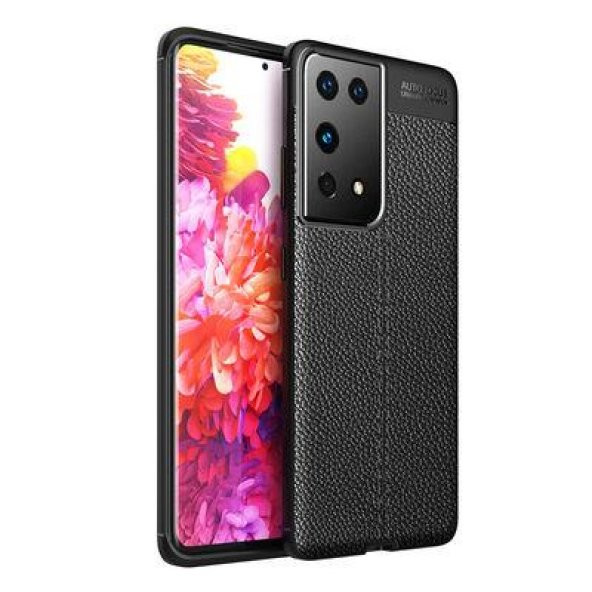 Galaxy S21 Ultra Kılıf Deri Desenli Kamera Korumalı Silikon Kılıf ürün görseli 1