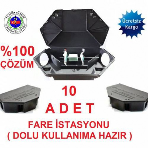 10 ADET DOLU FARE YEM İSTASYONU -ELDİVEN HEDİYELİ ürün görseli 1