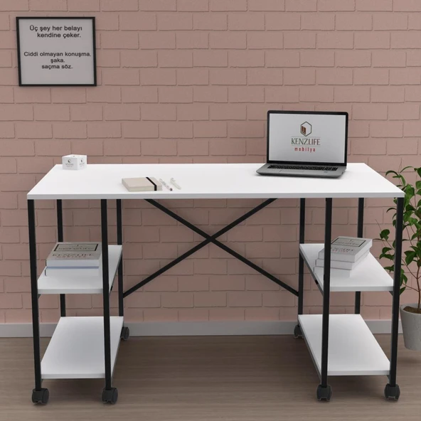 Kenzlife ofis masası sumiko 075*150*60 byzsyh tekerlekli bilgisayar çalışma büro ürün görseli 1