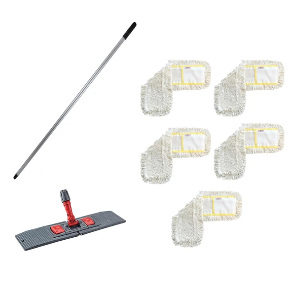 Cod-Ex Tablet Palet Nemli Yedek Mop Takımı - 5 Ad 80 Cm. Mop + Katlanır Aparat + Metal Vidalı Sap ürün görseli 1