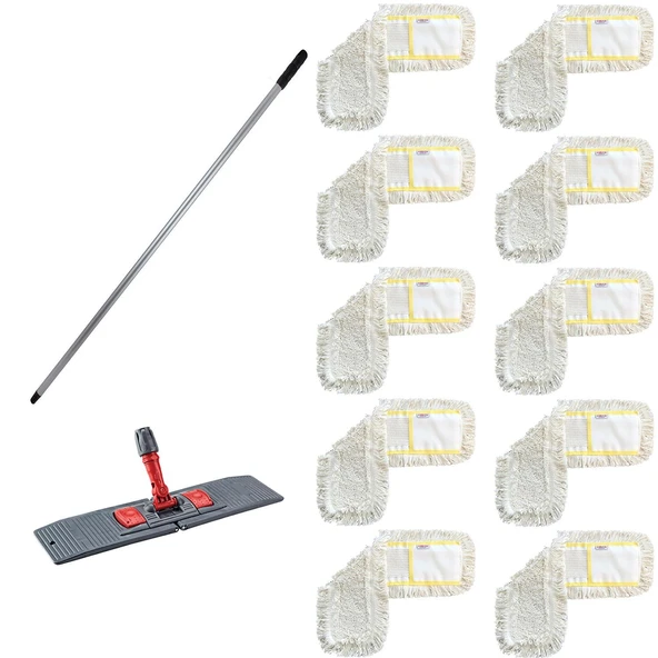 Cod-Ex Tablet Palet Nemli Yedek Mop Takımı - 10 Ad 80 Cm. Mop + Katlanır Aparat + Metal Vidalı Sap ürün görseli 1