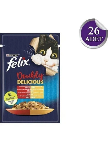 Felix Çifte Lezzet Sığır & Tavuklu Kedi Yaş Mama 85 Gr*26 Adet ürün görseli 1