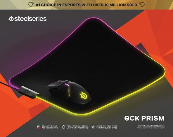 SteelSeries QcK Prism Cloth RGB Mousepad - Medium - Resim 2