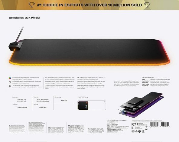 SteelSeries QcK Prism Cloth RGB Mousepad - Medium - Resim 4